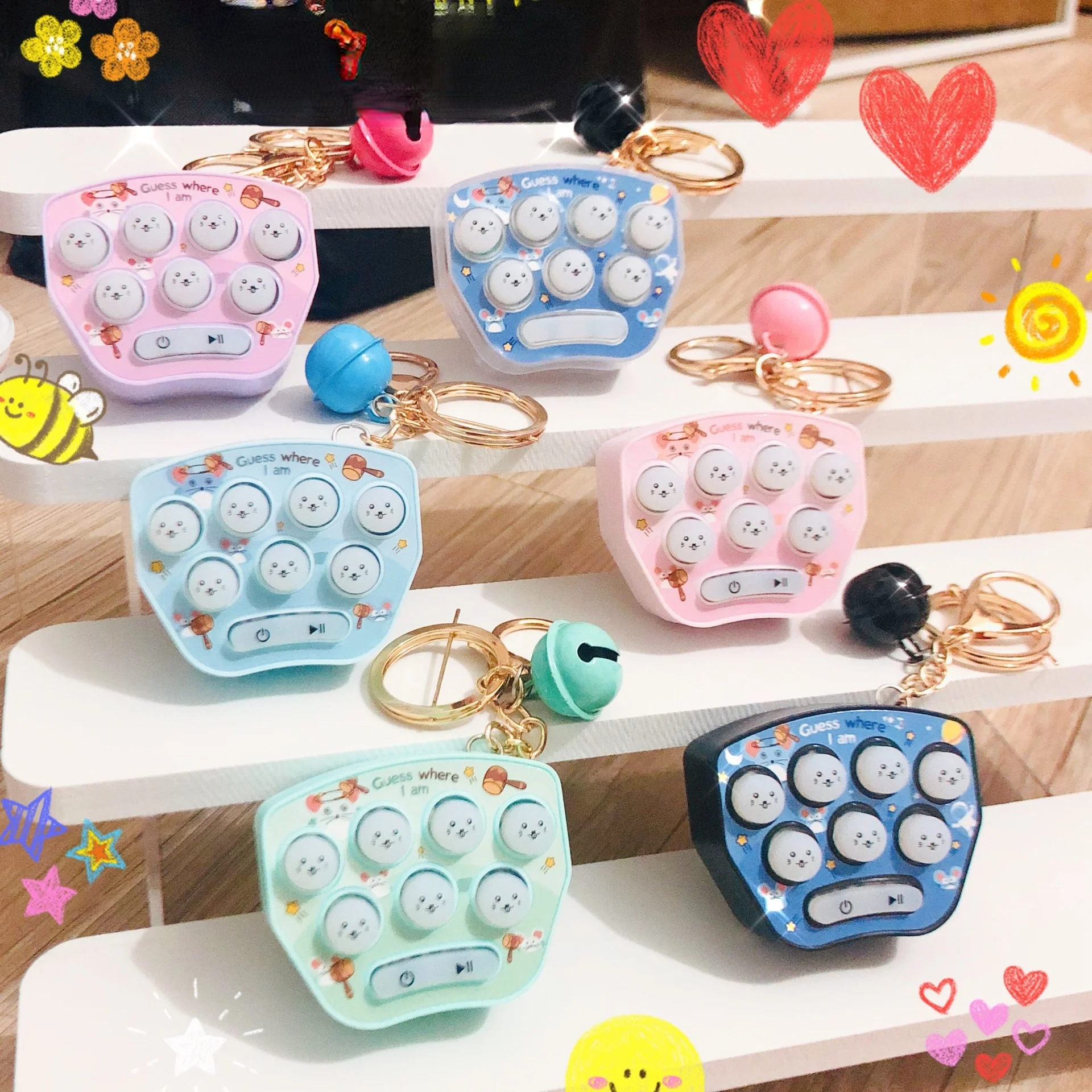 

Children's Handheld Whac-a-Mole Game Machine Keychain Nostalgic Hanging Toy School Surrounding Stationery Store Hot Sale