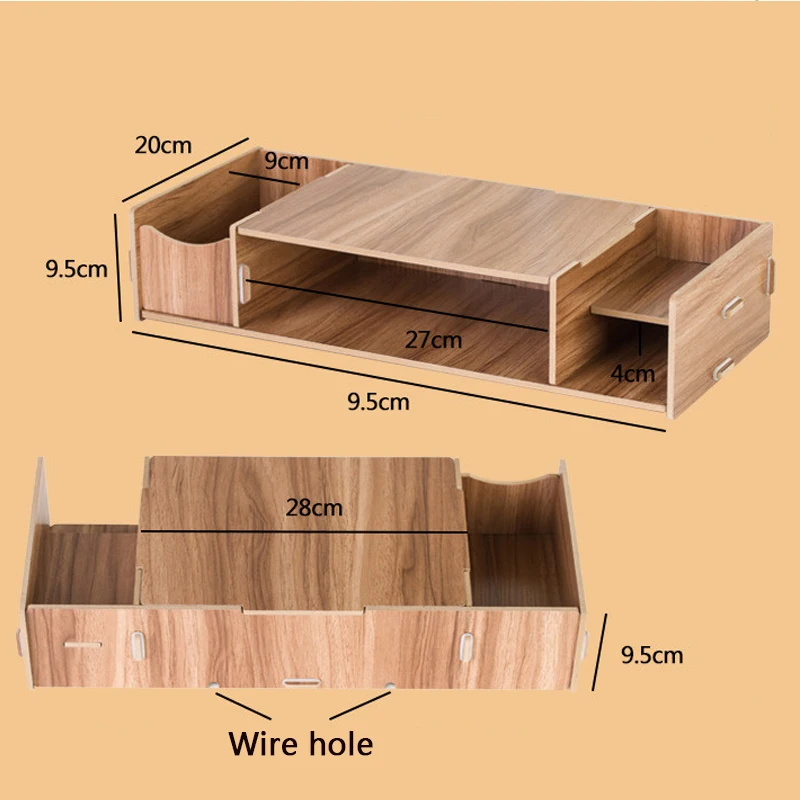 

New Office Organizer Computer Monitor Stand Decorative Wooden Storage Case Monitor Over Keyboard Storage Holder Monitor Stand