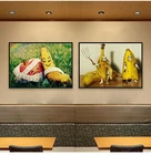 Креативное искусство, забавное мультяшное украшение фруктов, банан, яблоко, клубника, Картина на холсте, детская комната, печать, плакат, украшение