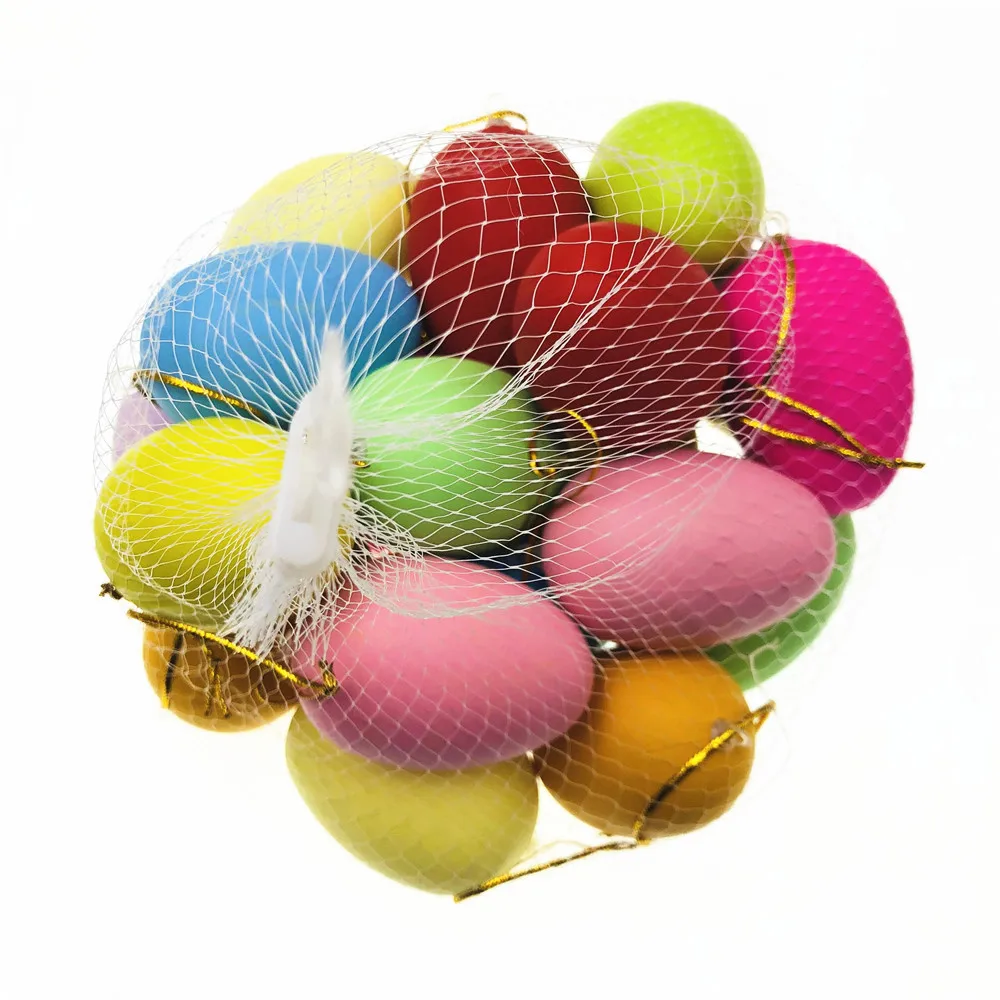 

12pcs/Bag 6*4cm Plastic Easter Eggs Hanging Ornament Kids Toys DIY Childs Crafts Painting Egg Easter Party Supplies Home Decor