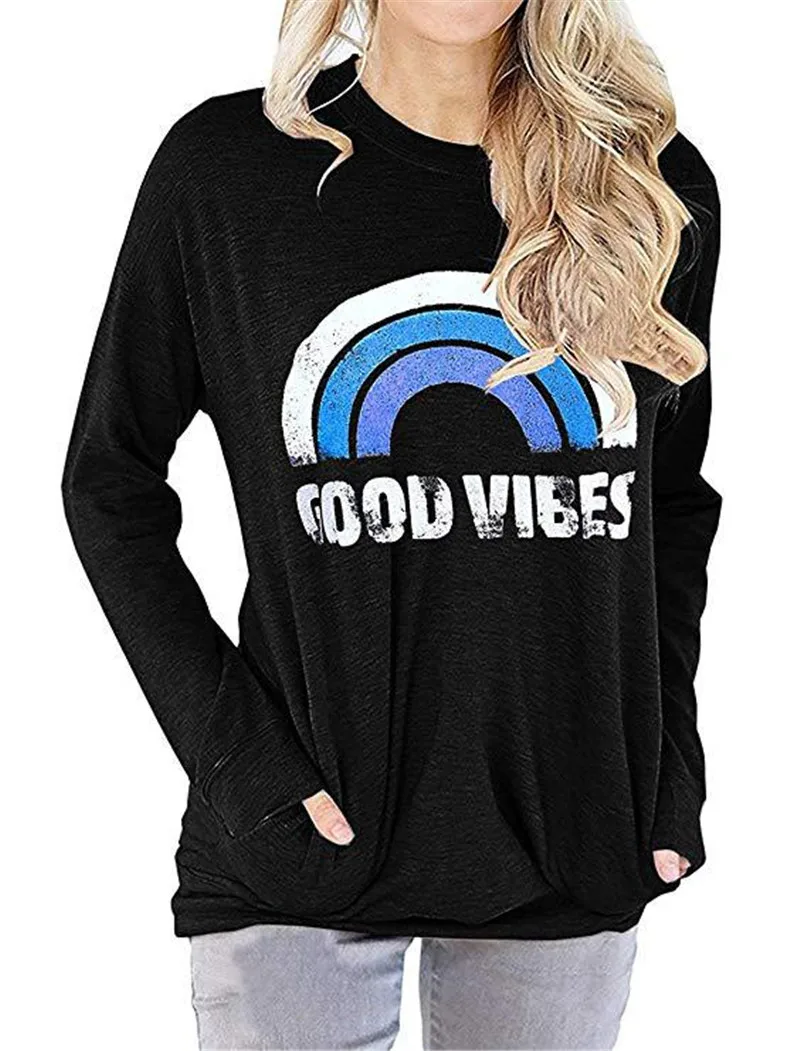 

New Arrived Womens Tshirts Summer Casual Long Sleeve Loose Streetwear T-Shirt Ladies O-Neck Top Tee 291048