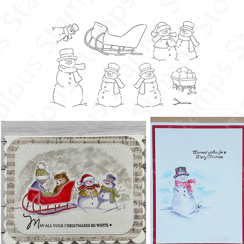 New Arrival Christmas Snowman Sled Pattern Stamps For DIY Art Decoration Making Painting Card Scrapbooking Craft No Cutting Dies