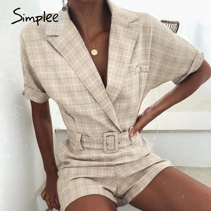 Simplee Женский Классический Клетчатый пояс повседневный костюм с v образным