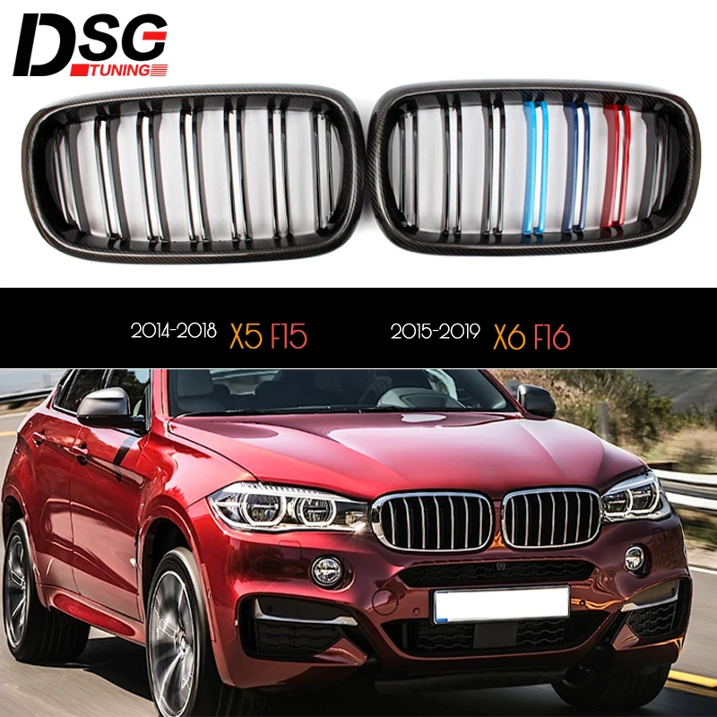 Углеродное волокно черная оправа и M Передняя ножка бампер ночеобразная решетка