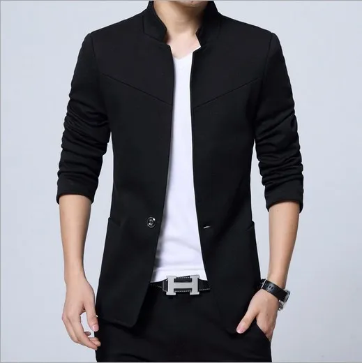 Китайский воротник Mao пиджак Для мужчин s Slim Fit блейзер для мальчика размера плюс