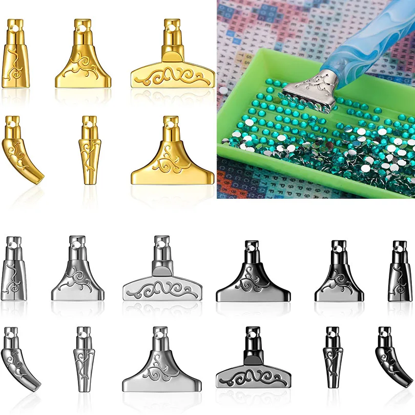 

6Pcs 5D Metal Point Drill Pen Heads Diamond Painting Pen Replacement Pen Heads DIY Embroidery Crafts Quick Cases Tool Nail Art