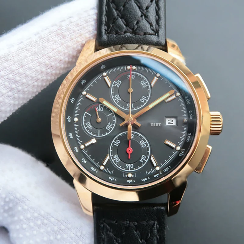 

Men's Watch Automatic Mechanical Chronograph Watch For Men 42mm TLXT IW380702 Gold Luxury Watch Leather Strap 1:1 Replica Watch