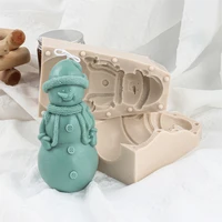 hot selling christmas snowman candle mold 3d handmade hat santa resin tools diy xmas girl plaster silicone mould holiday gifts