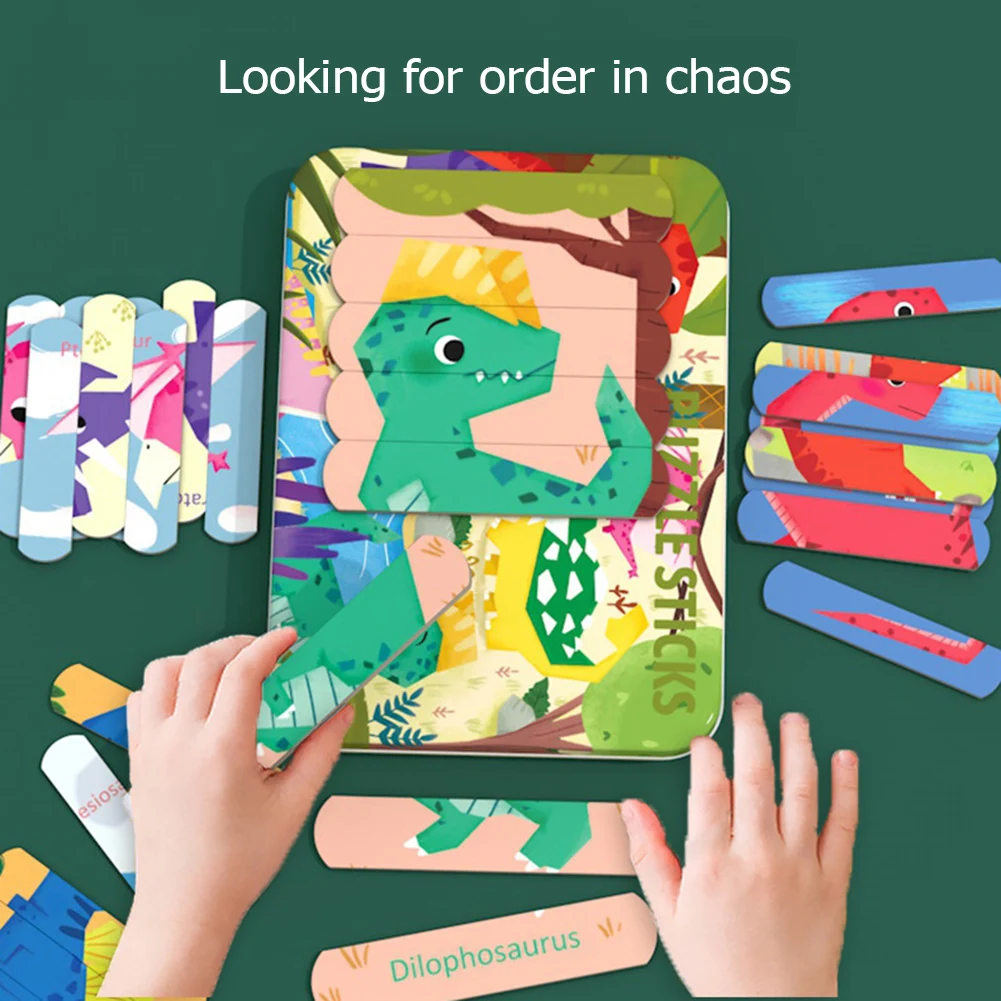 

Baby Montessori Toys Wooden Bar Jigsaw Puzzles Toys in Iron Box Kids Early Learning Educational Toys for Children Gifts
