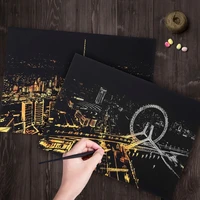 deluxe erase black scratch map gorgeous city night view poster world flag map wall sticker scratch off foil layer coating poster