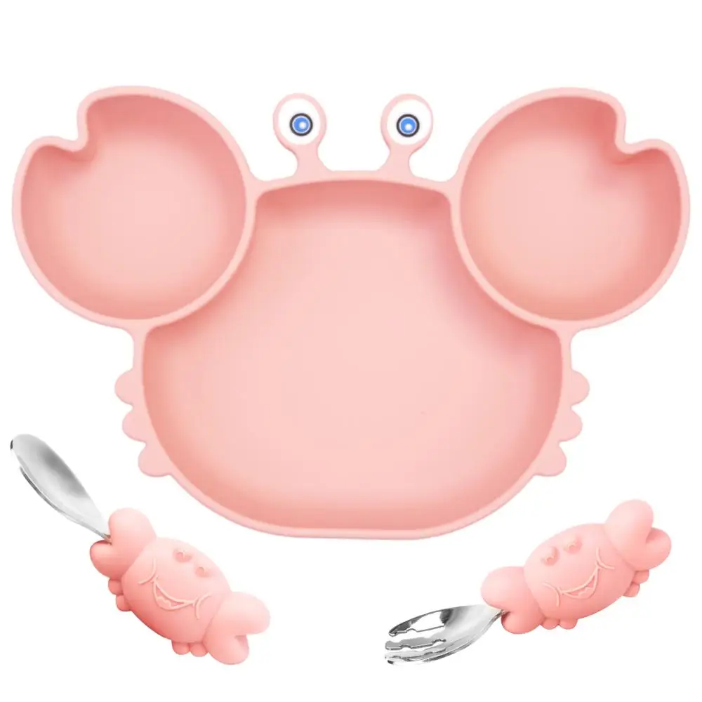 

Qshare Silicone Baby Dishes for Children's Tableware Plate Non-slip Baby Feeding Bowl BPA Free