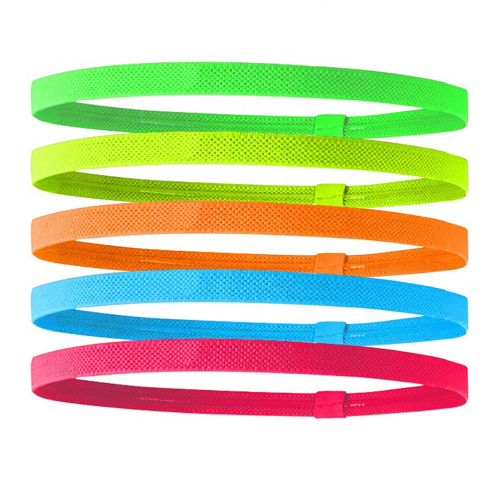 

5pcs Football Outdoor Running Non Slip Sweatband Candy Color Elastic Silicone Cycling Sports Fitness Fashion Yoga Headband Gym