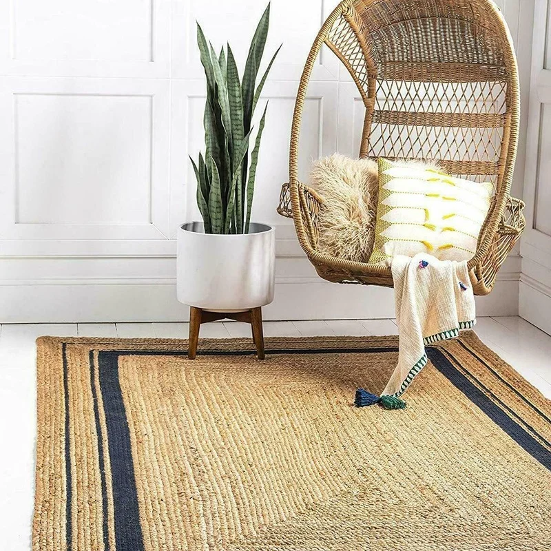 

Carpet 100% Natural Jute Home Rustic Style Handmade Reversible Rustic Appearance Area Carpet Outdoor Carpet