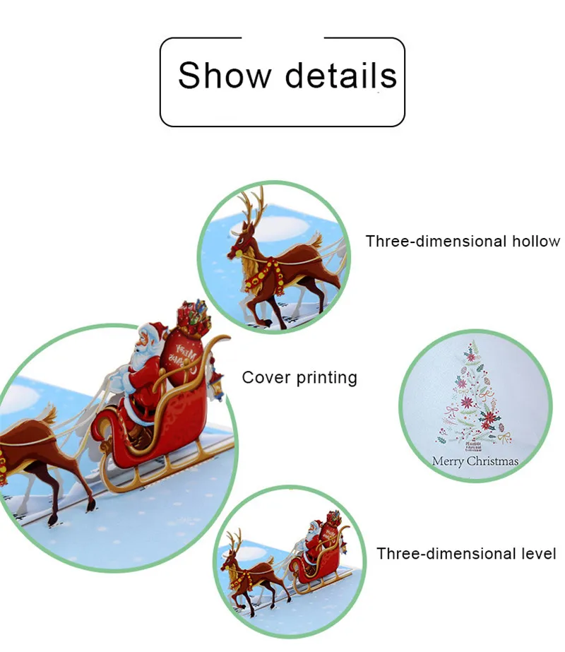 

Merry Christmas Card Santa Elk Pumpkin Xmas Christmas Tree Festival New Year Card Winter Holiday Greeting Cards 3D Pop-Up Cards