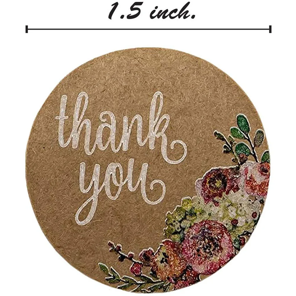 500 шт 1 ''Цветочные Спасибо наклейки натуральный крафт фестиваль украшения для дома наклейки бирки конверт сувенир подарок