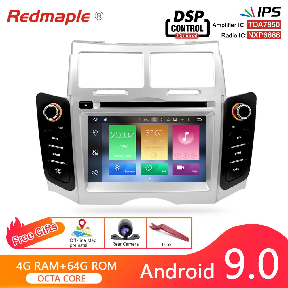 Ips Android 9,0 автомобильный dvd-плеер gps навигация Мультимедиа Стерео для Toyota Yaris 2005-2011 Авто Радио Аудио Bluetooth головное устройство