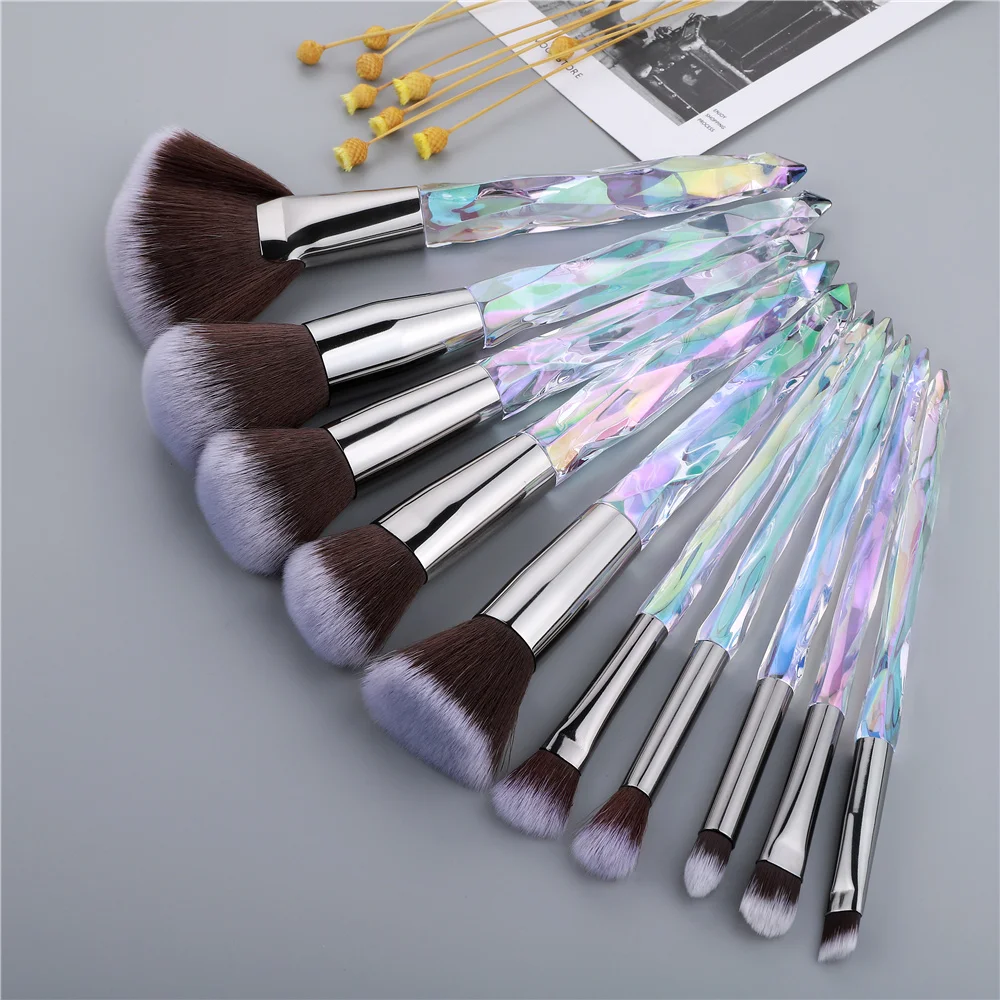 

FLD Crystal Makeup Brushes Powder Foundation Eyeshadow Eyebrow Cosmetics for Face Fan Make Up Brush Set Brochas Maquillaje