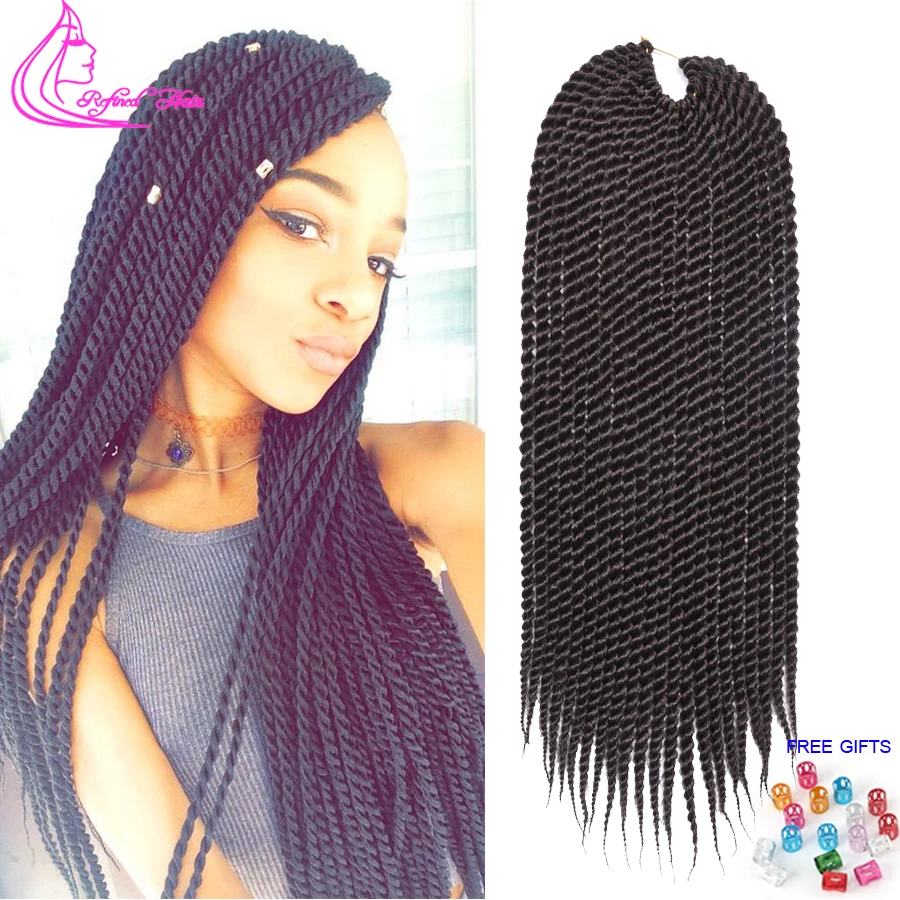Handmade Crochet Braids Senegalese Twist Braid Brown Red Ombre Synthetic Braiding Hair Extensions For Woman Girls 22Strands/pc