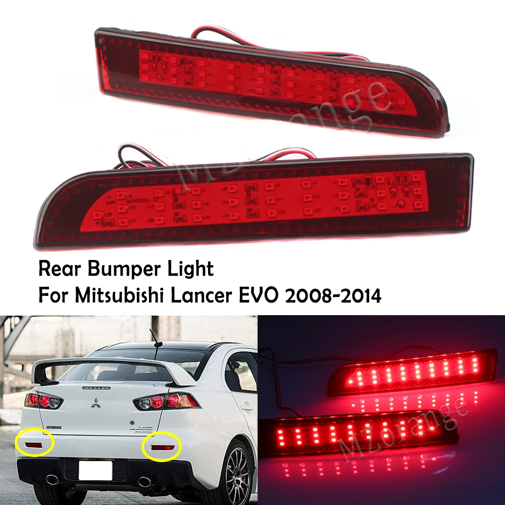 2PCS Rear Bumper Light For Mitsubishi Lancer EVO Evolution Outlander Sport 2008-2014 Red Lens LED Back Reflector Brake Lamp Fog