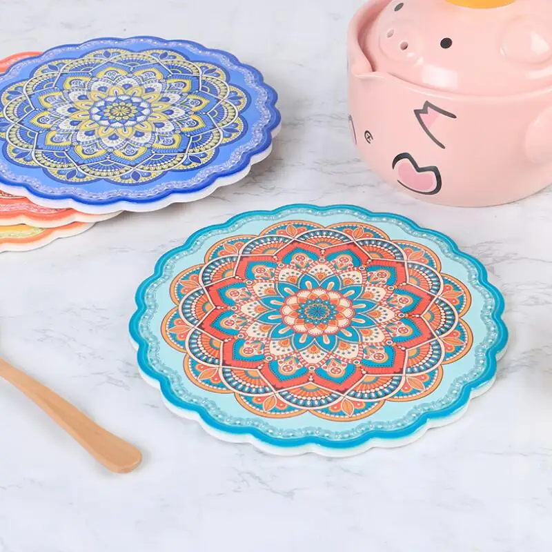 2 шт. креативная квадратная керамическая пробковая Настольная лампа с мандалой