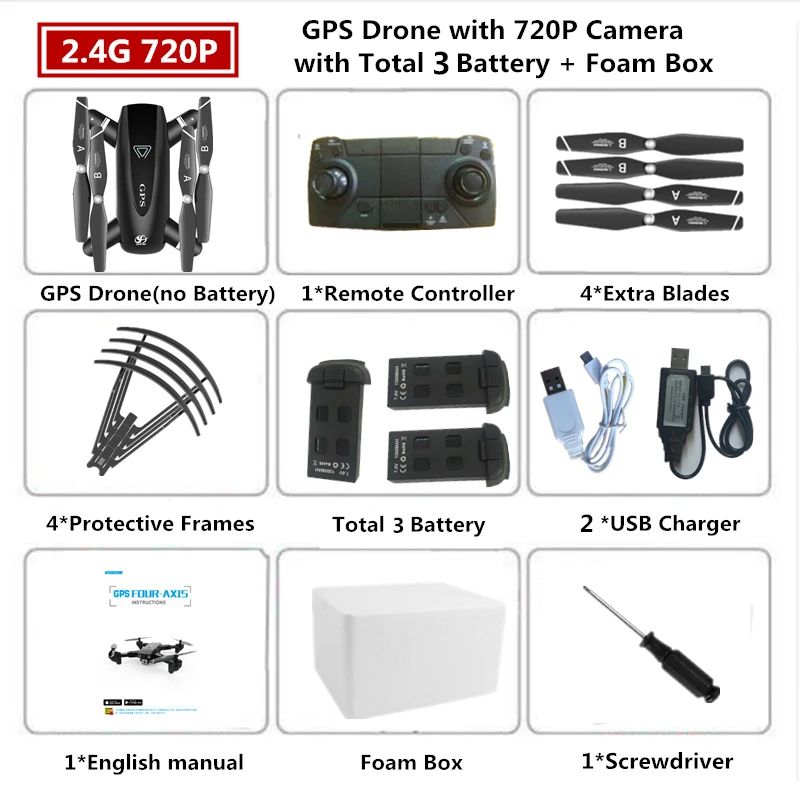 2MP-2.4G-Foam Box 3 Радиоуправляемый Дрон 4K HD камера S167 gps Dynamic Follow 5G WiFi FPV 1080P Квадрокоптер Вертолет игрушка в подарок VS E58 M65 E511 SG106 F11 XS812 - Цвет: 2MP-2.4G-Foam Box 3