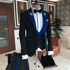 2021 деловой мужской костюм для ухода за кожей комплект из 3 предметов мужской деловой пиджак пользовательские моды свадебный костюм жениха, черный смокинг с лацканом, для мальчиков, пиджак, жилет и брюки