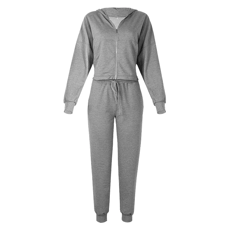 

Chifirena 2021 New Solid Women Tracksuit Hooded Cardigan Sweatshirt and Slim Pants 2 Piece Set Workout Running Casual Sportswear
