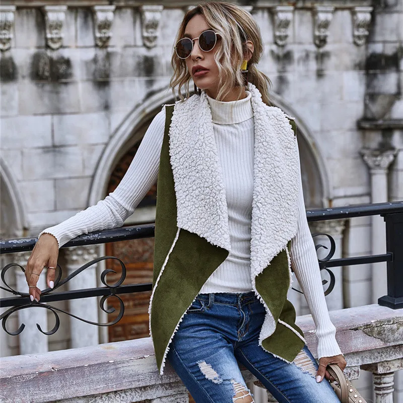 

2020 Fashion Women Vest Winter New Arrival Turn-down Collar Sleeveless Waistcoat Vest Women