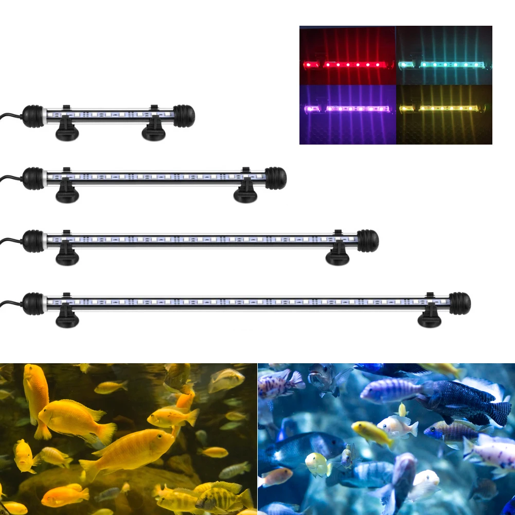 

18-48CM 5050 RGB LED Aquarium Light Fish Tank Submersible Light Aquatic Air Bubble Oxygenation Lamp EU US Plug Fish Tank Light