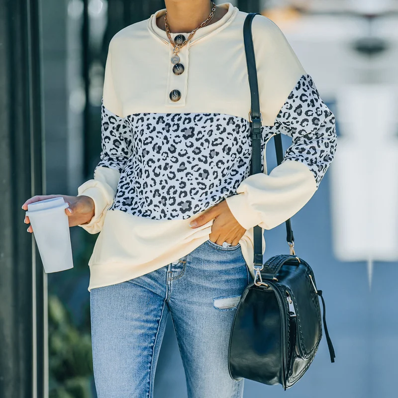 

Sweatshirt Women's Stitching Contrast Long Sleeve Round Neck Top Plus Size Hoodies Harajuku Hoodie Kawaii Clothing Pullover