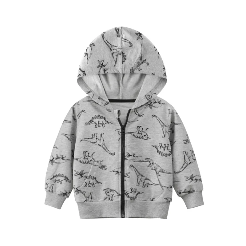 

School Kids Fleece Hoodie Cartoon Zip Hooded Jogging Baby Boys Work Jumper Child Sweatshirt Children Outerwear 1-9 Years Old