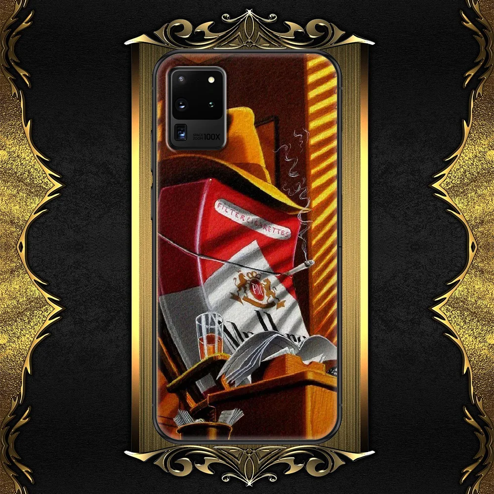 

cigarette marlboroes-compatible brand Phone case For Samsung Galaxy Note 4 8 9 10 20 S8 S9 S10 S10E S20 Plus UITRA Ultra black