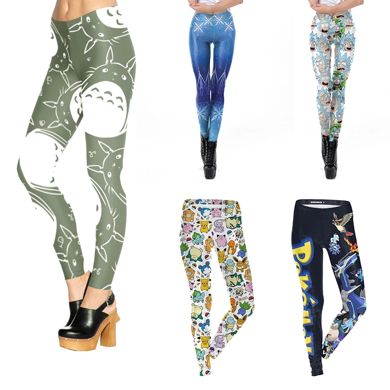 Леггинсы женские с высокой талией пикантные модные облегающие мультяшным