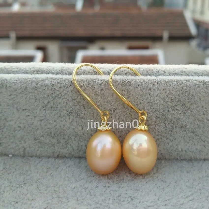 Красивые розовые серьги-подвески с натуральным жемчугом Akoya 11-13 мм | Украшения и