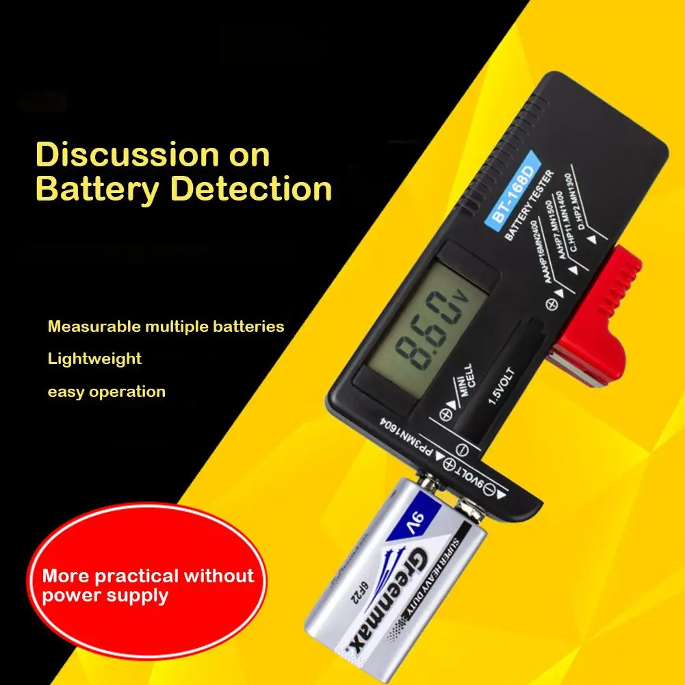 BT168D цифровой тестер емкости батареи ЖК-дисплей для проверки 9V 1,5 V AA AAA батареи C D