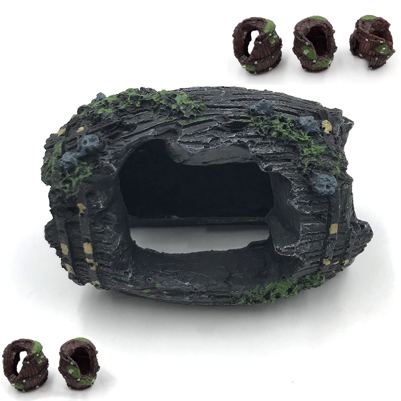 Aquarium Decoration Fish Tank Ornament Imitation Barrel House Shrimp Nest Resin Cave Decor 1Pc | Дом и сад