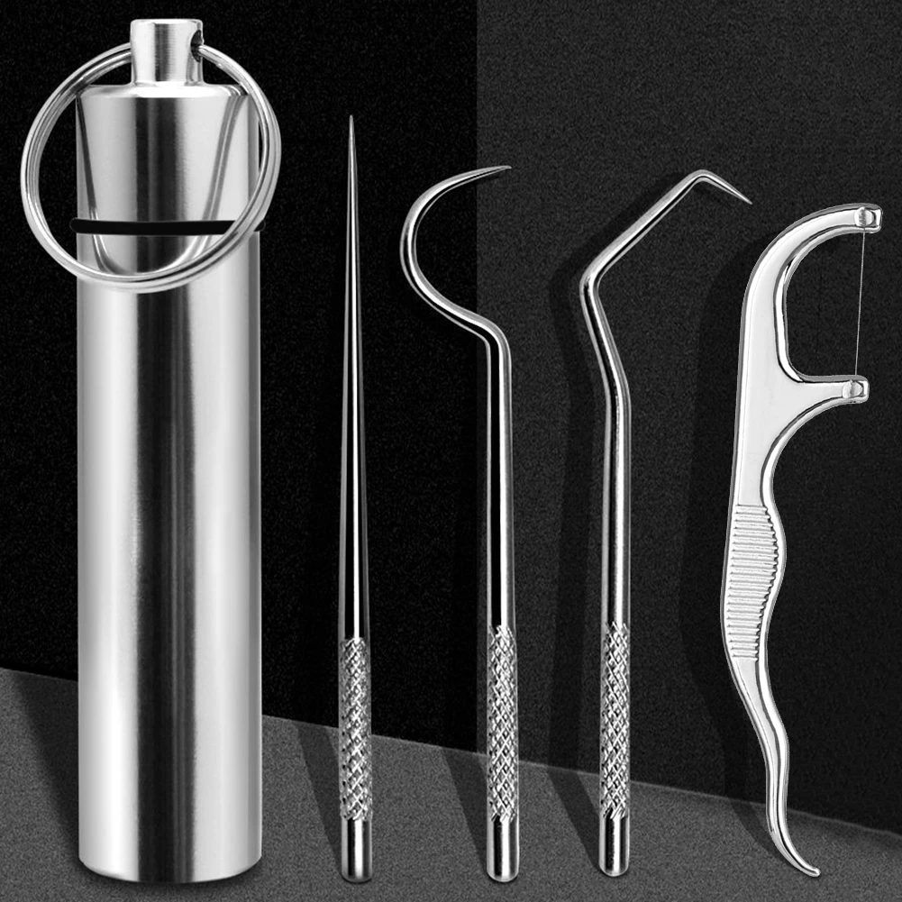 

1 Set Portable Stainless Steel Toothpick Reusable Fruit Stick for Travel Camping Picnic Barbeque Floss Stick Tool