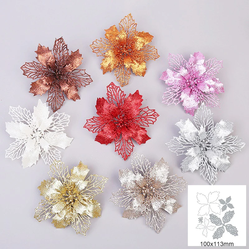 Рождественские 3D цветы металлические Вырубные штампы альбом для скрапбукинга