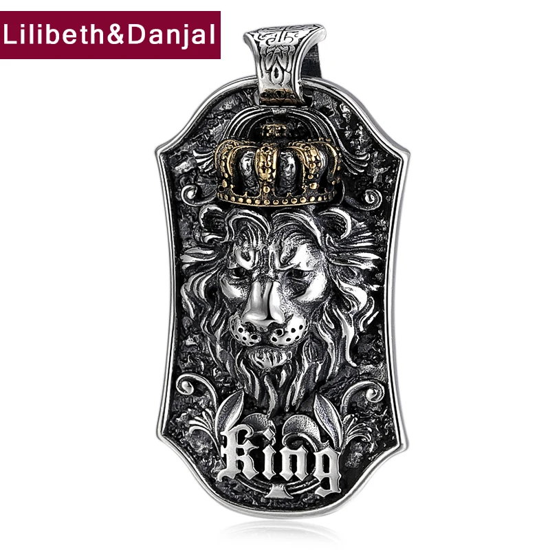 

Ожерелье с подвеской Король Лев, Настоящее серебро 925 пробы, для женщин и мужчин, Винтажные Ювелирные изделия, бесплатная доставка, 2021 P53