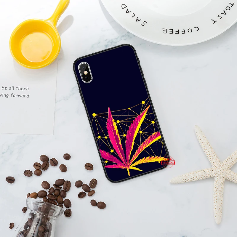 Tropical weed hemp leaves Silicone Case for iPhone 5 5S 6 6S Plus 7 8 11 Pro X XS Max XR |