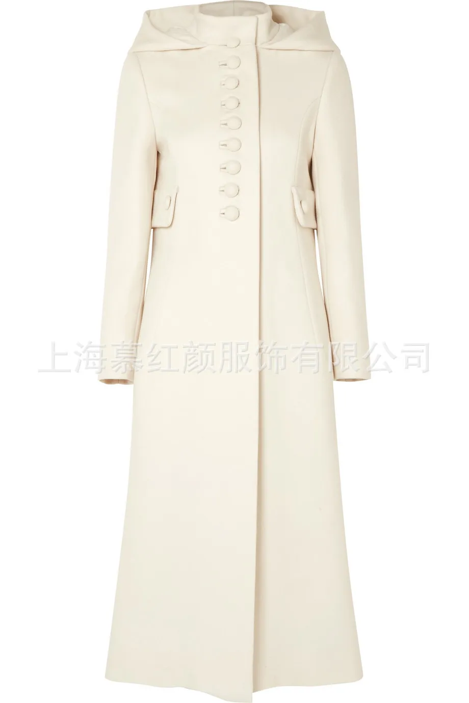 Однотонное длинное женское Шерстяное Пальто с широкой талией однобортная белая