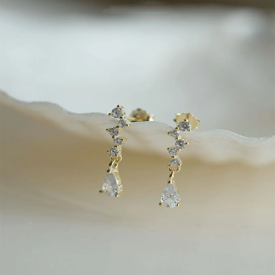 

Long Dangle Earrings Women Fashion Jewelry Full With Shining Crystals Very Romantic French Style Water Drop Wedding Gifts Office