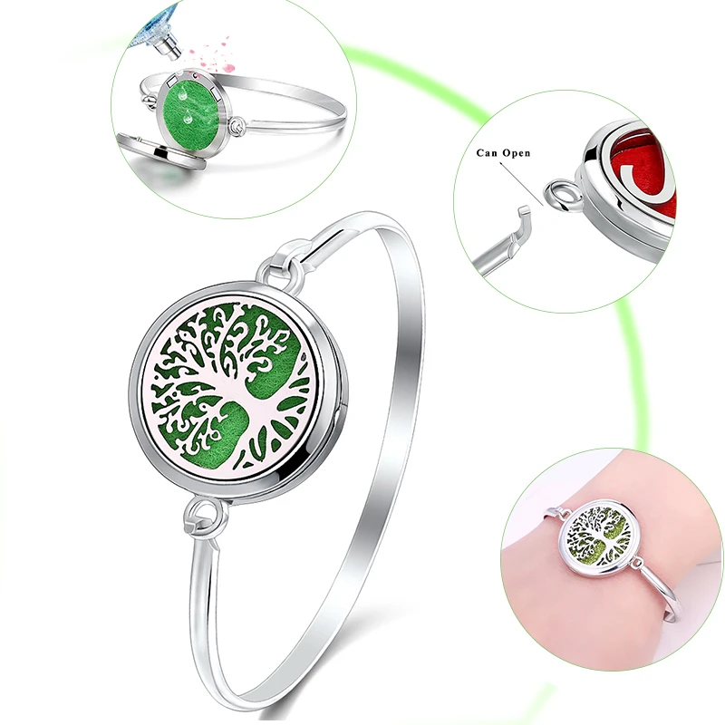 Tree of Life Aromatherapy Essential Oil Diffuser Bracelet 316L Stainless Steel Magnetic Locket Bangle | Украшения и аксессуары
