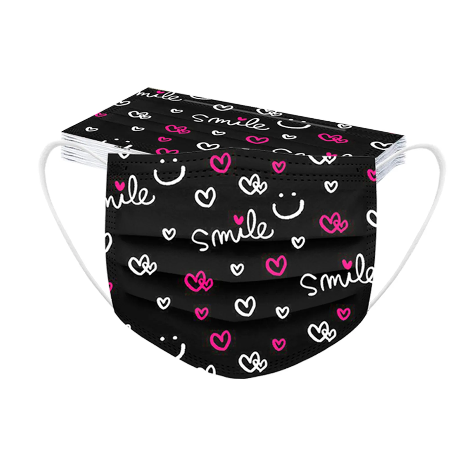 Маска Защитная одноразовая с ушными петлями и принтом на День святого Валентина