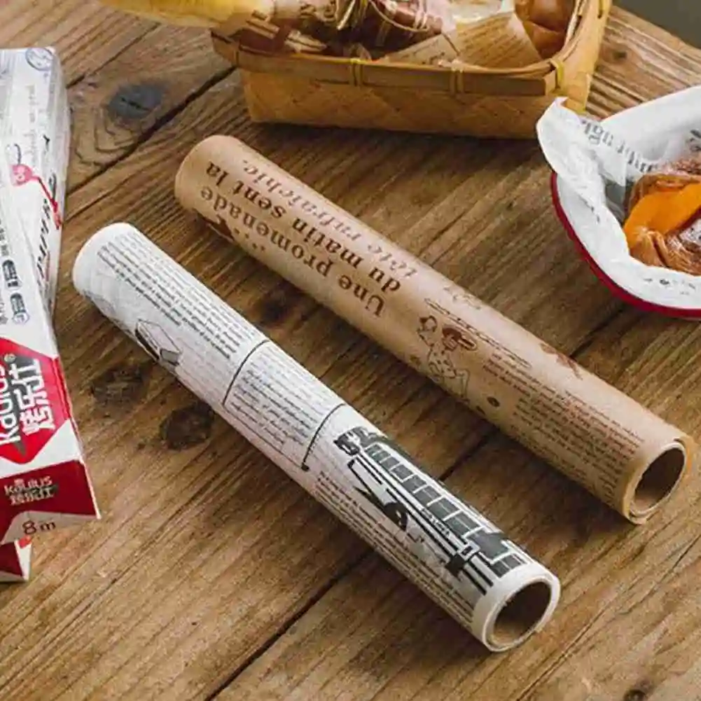 

8M Cooking Oil Paper BBQ Butter Bread Paper Non-Stick Wrapping Oil-proof Wax Paper Packaging Paper Christmas Decor Kitchen Tools