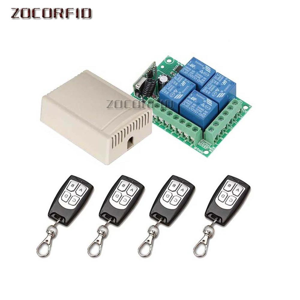 433 МГц Универсальный беспроводной пульт дистанционного управления DC 12 В 4 CH RF