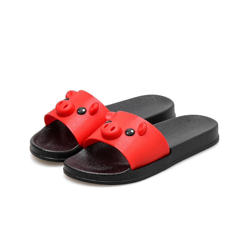 Нескользящая Уличная обувь с объемным рисунком свинки студенческие шлепанцы