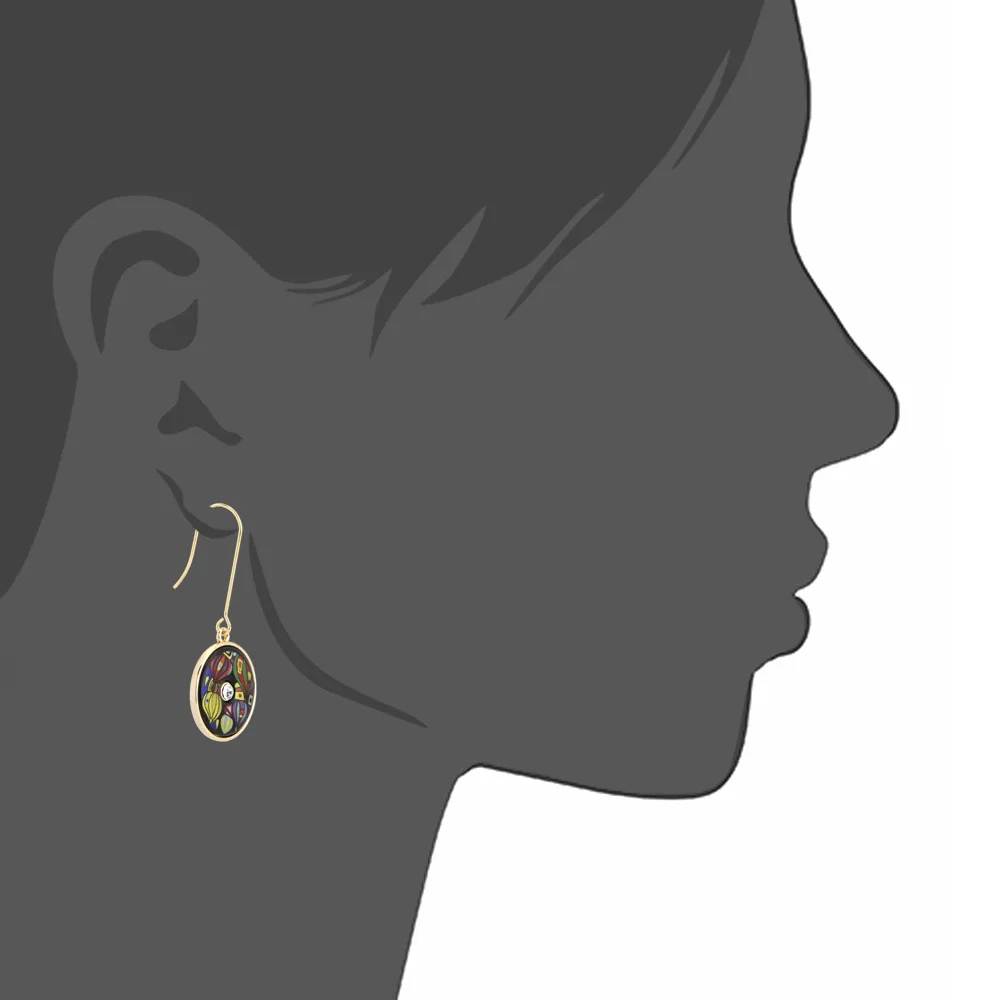 

Enamel Series Niche Personality Earrings Round Face Is Thin And Long Style Creativoke Cross-Border Ear Hos