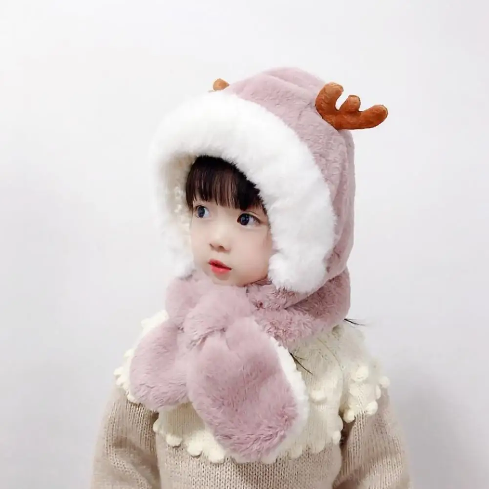 

Kids Scarf Warm Unisex Color Block Windproof No Brim Hat Scarf Children Hat for Party