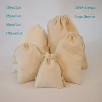 drawstring natural canvas bag gift jewlery packing pouch multi size 7x9 9x12 10x15 13x18 15x20 can do logo and customized